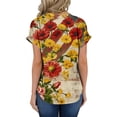 thumbnail image 4 of Iaqnaocc American Flag Tops for Women 4th Of July Short Sleeve Button Henley V-Neck Independence Day American Flag Floral Print Tops Retro Summer Festival Tee Tops Yellow XL, 4 of 4