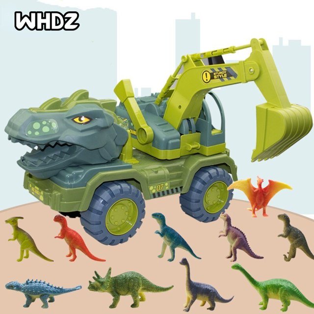 Engineering Vehicle Toy Car Toy Dinosaur Transport Car Carrier Truck Toy Pull Back Vehicle Toy Creative Children's Gift heqiyong LED