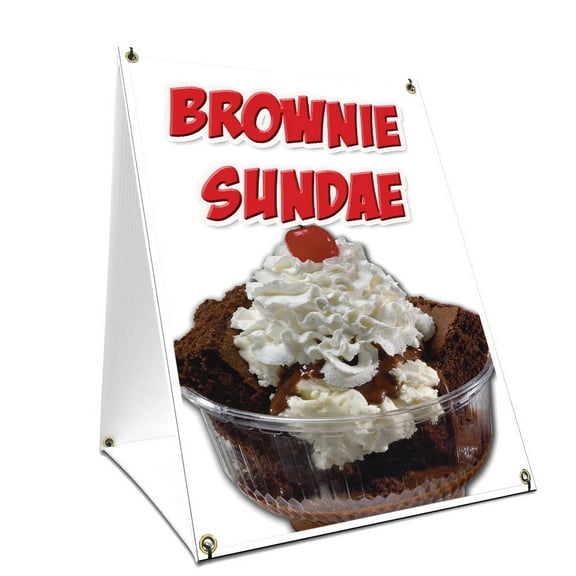 A-frame Sidewalk Brownie Sundae Sign With Graphics On Each Side | 18" X 24" Print Size