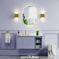 thumbnail image 5 of 24 x 36 Inch Oval Backlit LED Bathroom Mirror with Anti-Fog, 3 Colors Light, Dimmable, Wall Mounted Lighted Bathroom Vanity Mirror, Backlit + Front Lit Smart Makeup Mirror with Touch Switch, 5 of 10
