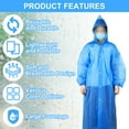thumbnail image 4 of Unique Bargains Ponchos de Pluie pour Adultes, 2 Pack Imperméable Réutilisable en EVA pour Randonnée en Plein Air, Bleu Foncé, 4 of 7