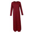 thumbnail image 4 of Vestido de manga larga para mujer Vestido de cóctel largo elegante a rayas con cuello vintage - rojo, METRO Sunnimix Maxi vestido de manga larga, 4 of 8