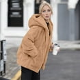 thumbnail image 4 of Duoif Fleece Jacket Women, Womens Fuzzy Lapel Open Front Long Cardigan Coat Faux Warm Winter Outwear Jackets for Women Khaki XL, 4 of 4