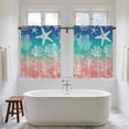thumbnail image 4 of Blue Teal Pink Ombre Coastal Kitchen Curtains 54 Inch Length, Nautical Beach Starfish Coral Summer Tiers Curtains for Bathroom Bedroom Cafe, Light Filtering Window Treatment Drapes 2 Panels 42"Wx54"L, 4 of 8