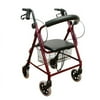 Karman Healthcare R-4100N-BD Aluminum Junior Rollator with Low Seat, Burgundy, 6" Casters