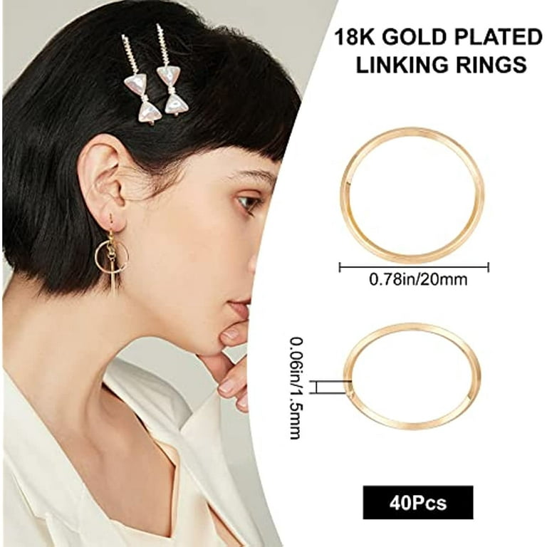 40Pcs 18K Gold Plated Beading Hoop Earrings Finding Round Linking