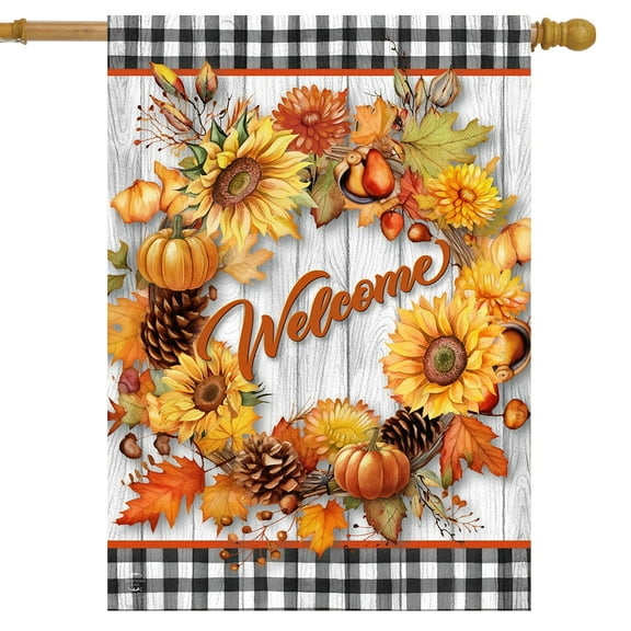Briarwood Lane Welcome Fall Wreath House Flag
