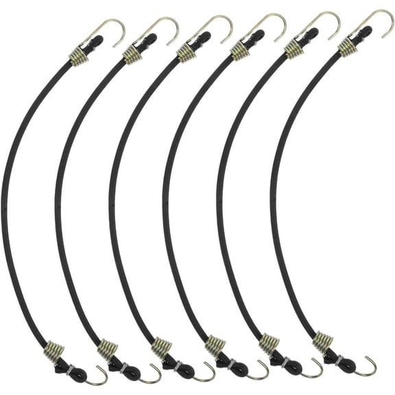 6pcs Mini Bungee Cords with Metal Hooks Heavy Duty Elastic Straps for Camping Luggage and Cargo Flexible Adjustable Rubber Ties for Versatile Use and Easy Item Securing Black 25.50X0.40X0.40CM