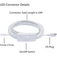 10ft T5 T8 LED Tube Light Cord Connector with Switch,3 Prong Female End