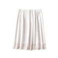 thumbnail image 2 of Women Half Slip Ice Silk Underskirt with Lace Hem Petticoat Underskirt Knee-Length Inner Skirt Underwear White One Size, 2 of 4