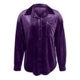 thumbnail image 7 of Lenpel Velvet Tops for Women Long Sleeve Collared Curved Hem Button down Shirts Business Casual Vintage Blouses with Pocket(Purple,Small), 7 of 7