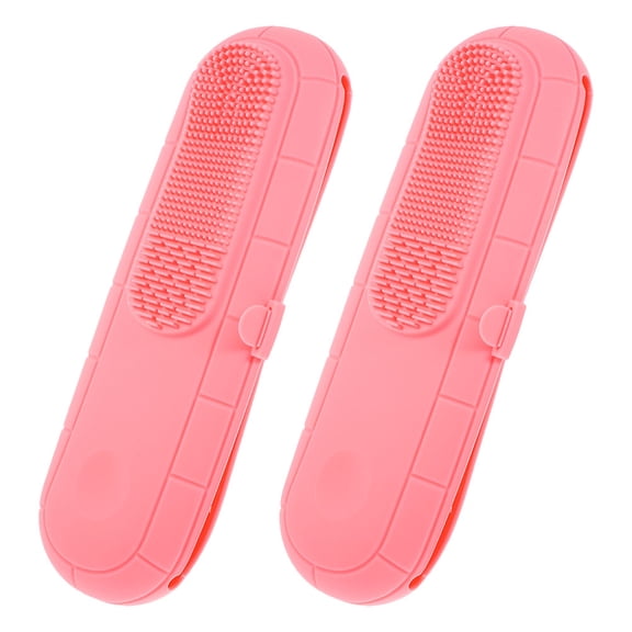 2pcs Travel Makeup Brush Holder Portable Silicone Makeup Brush Covers Cosmetic Face Tools Organizer Portable Travel Makeup Carrying Bag