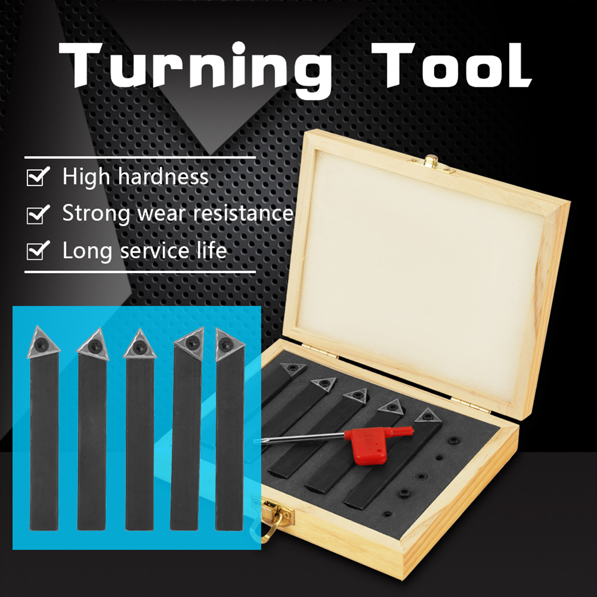 1//4 Inch Mini Indexable Carbide Lathe Turning Tool Holder Bit Set With Inserts 5