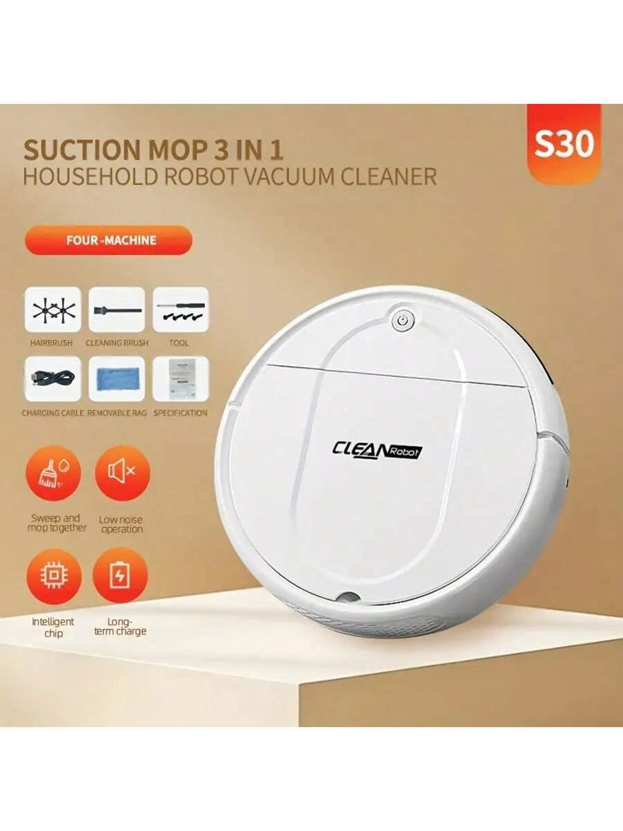 Robot Vacuum Cleaner with 1500Pa Strong Suction, 3-in-1 Robotic Vacuum for Hard Floors and Pet Hair, 150 min Runtime, Automatic Sweeper for Home Office Cleaning