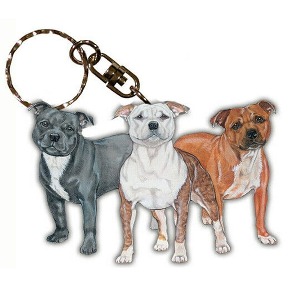 Staffordshire Bull Terrier Keychain, Souvenir Key Holder, Dog Charm Tag, Pet Key Rings Craft Ornaments, Wooden Die-Cut
