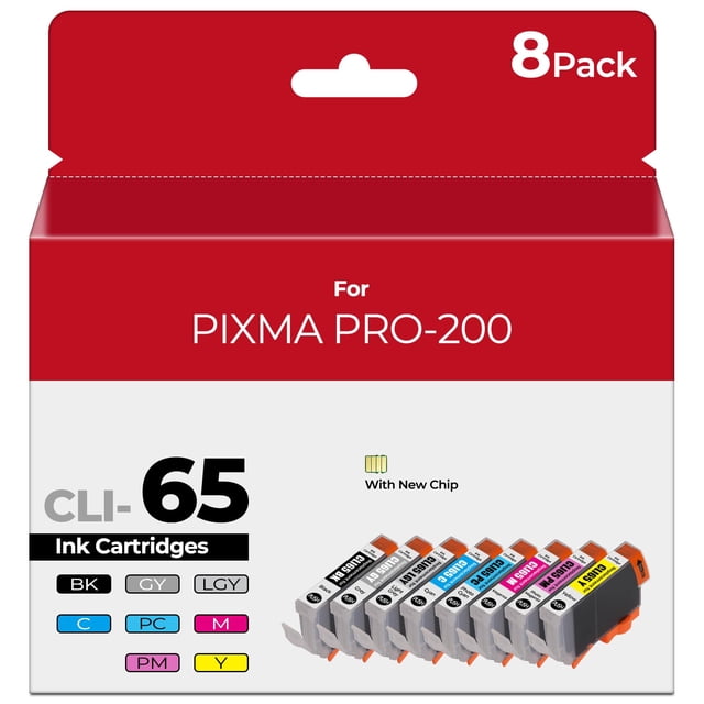 Cartuchos de tinta CLI-65 para impresora Canon PIXMA PRO 200, paquete de 8