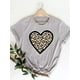 thumbnail image 2 of Camiseta de manga corta para mujer, ropa con estampado de leopardo, corazón de amor, tendencia bonita, informal, 2 of 5