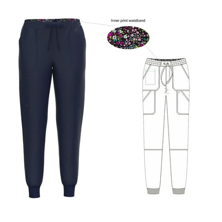 

Beverly Hills Uniforms Stretch Jogger Scrub Pants for Women with Inner Print Waistband