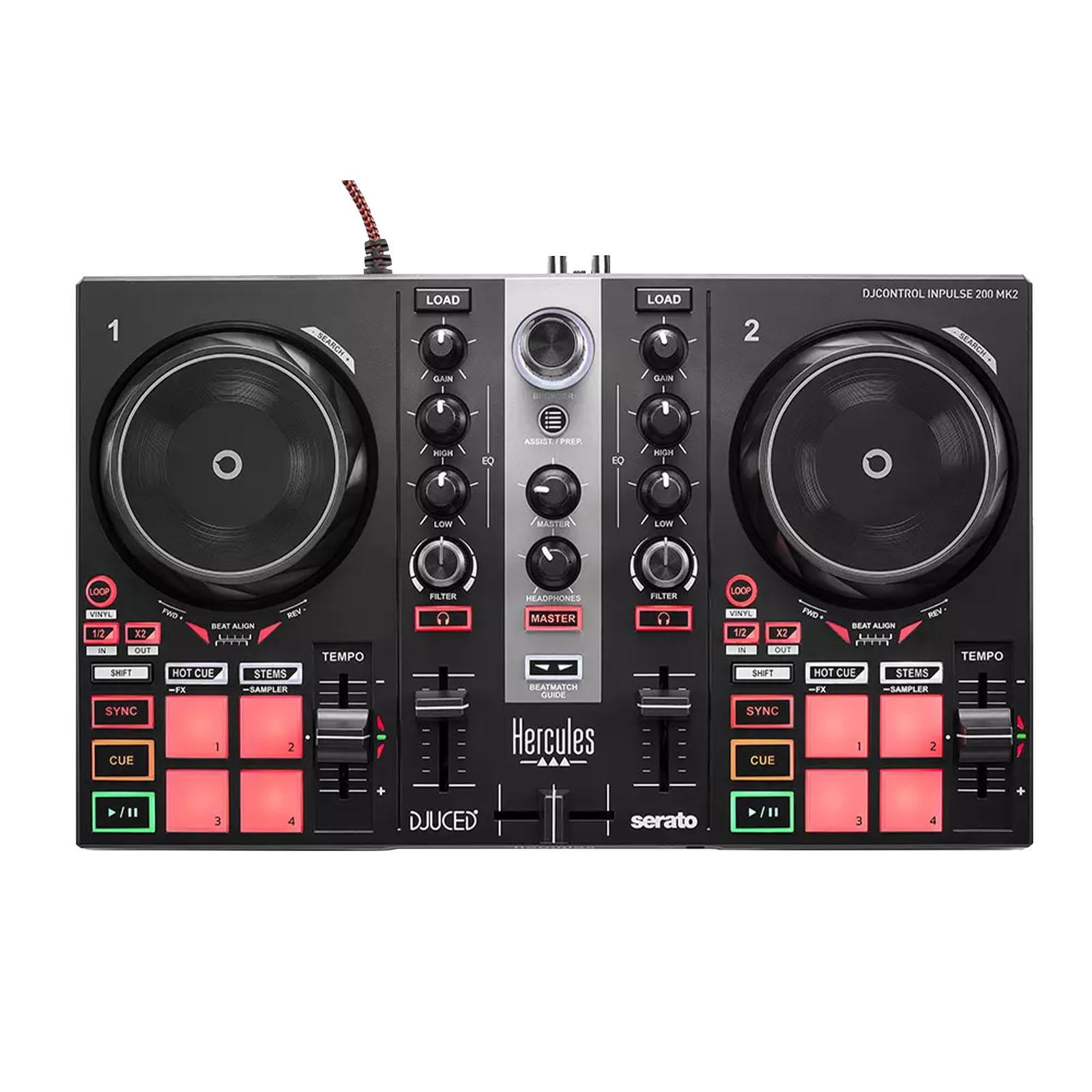 Hercules DJLearning Kit MK2 with DJ Controller, Monitor & Headphones with Desktop Stands Package