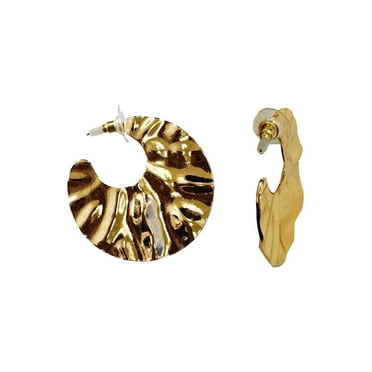 Time and Tru Hammered C-Hoop Gold Fashion Earrings