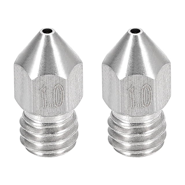 Boquilla de impresora 3D de 1 mm, compatible con cabezal de extrusión MK8, para filamento de 1.75 mm, acero inoxidable, 2 piezas