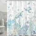 thumbnail image 4 of Dznils Cortina de Ducha Costera Náutica con Ganchos, Cortina de Baño de Tela Turtle Azul, 72" x 72", 4 of 8