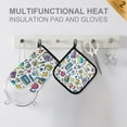 thumbnail image 4 of Yayeee Oven Mitts and Pot Holder Set of 2 Heat Resistant Kitchen Gloves Baking Hot Pad, Blue Doodle Pattern, 4 of 5