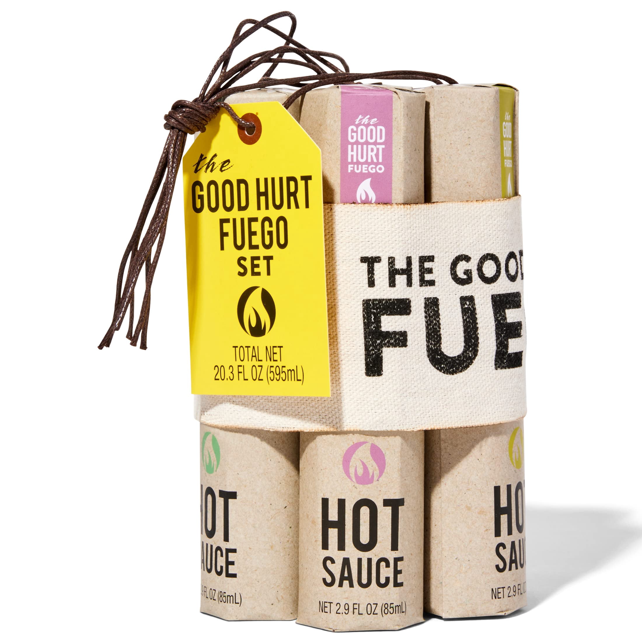 Thoughtfully The Good Hurt Fuego Hot Sauce Variety Pack, Different Flavors and Peppers from Around the World, Allergen-Free, Sampler Set for Father's Day Gifts, 7 Pack