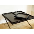 thumbnail image 5 of Posh Pollen - Antique Black Wood Square Coffee Table with Removable Divider Trays and Gold Metal Frame - 42 Inch, 5 of 6