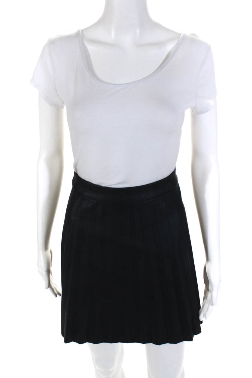 cupcakes and cashmere leather pleated skirt