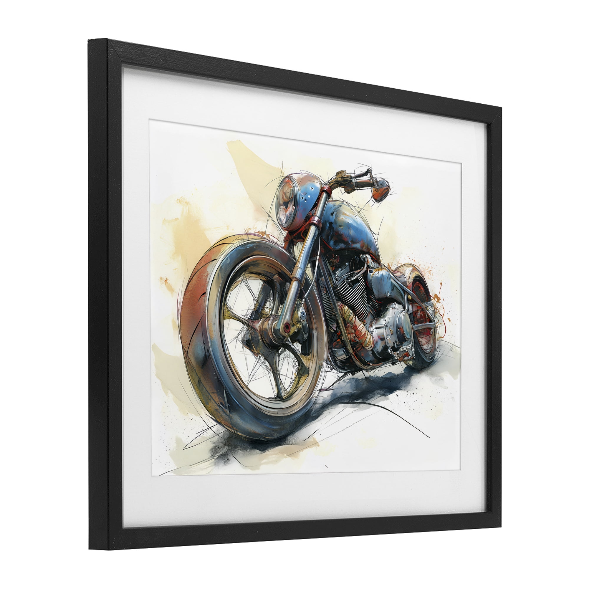 Stupell Industries Whimsical Motorcycle Concept Black Framed Print Under Glass, design by Steve Hunziker