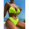 thumbnail image 2 of Traje de baño de 2 piezas para mujer, corte alto, triangular, conjunto de bikini halter Verde lima G Verde lima G Xishao ropa, 2 of 2