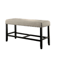 thumbnail image 5 of Counter Height Bench with Wooden Frame, Upholstered Ottoman with Footrest, Entryway Accent Bench with Nailhead Trim, for Dining Room, Living Room, Bedroom, Beige+Black, 5 of 7