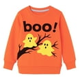 thumbnail image 3 of HILEELANG Toddler(18M-7T) Halloween Sweatshirt – 100% Cotton Pullover with Boo Ghost Print, Orange Crewneck for Boys Girls 3 years old, 3 of 7