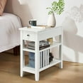 thumbnail image 2 of Gymax 3 Tier Nightstand Bedside Table Sofa Side End Table w/Double Shelves Drawer White, 2 of 10