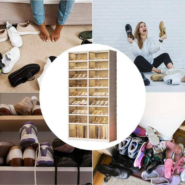 Xianers Shoe Rack Narrow Shoe Rack with Covers 9 Tiers Tall Shoe Rack for Closet Entryway Sturdy Shoe Rack Organizer Holds Free Standing Shoe Storage Cabinet with Dustproof Cover Shoe Shelf