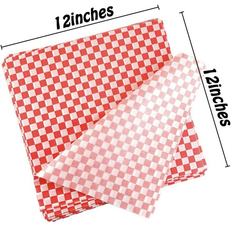 DARCKLE 240 Sheets Variety Pack Checkered Dry Waxed Deli Paper Sheets 12x12 inch Paper Sandwich Paper Liners, Food Basket Liners Wax Paper Deli Wrap