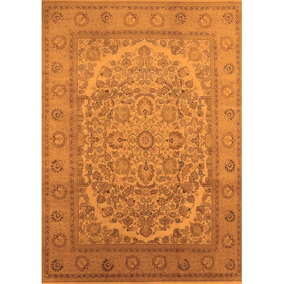 Ahgly Company Indoor Rectangle Oriental Orange Industrial Area Rugs, 7' x 10'