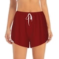 thumbnail image 2 of Picia Maroon Pattern Women's 2 in 1 Athletic Running Shorts High Waisted Workout Casual Gym Sweat Shorts with Comfy Liner Zipper Pockets-Large, 2 of 9