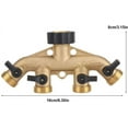 thumbnail image 4 of Rawiri Boquilla divisora de tubo de manguera de 4 vías de latón de 3/4 pulgadas, conector adaptador de manguera de jardín, conectores de grifo para riego de jardín (rosca europea), 4 of 8