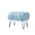 thumbnail image 5 of Home Soft Things Mongolian Faux-Fur Ottoman with Black Metal Legs, Forget Me Not - 19" x 13" x 17", 5 of 7