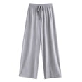 thumbnail image 4 of ClodeEU Women Drawstring Elastic Waist Wide Leg Sweatpants,Casual Loose Pants Gray,Women's Plus XS, 4 of 5