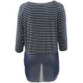 thumbnail image 2 of Plus Size Women's Short Sleeve Striped Chiffon Bottom Fashion Casual T Shirt Top Navy 1X (16.038), 2 of 5