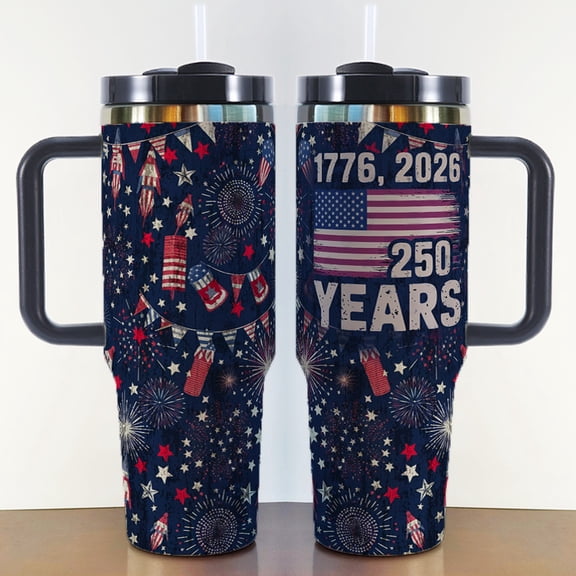 250 Years of 1776-2026 Commemorative Tumbler, Stainless Steel Insulated Mug with Lid,Patriotic Travel Mug for Men Dad,Gifts for Independence Day