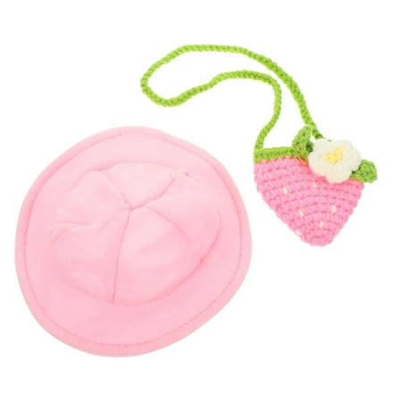 ELAYARD 2PCS Comfortable Pink Mini Bag and Hat Shape Bunny Clothes for Rabbits Pet Owners present 13.00X12.50X4.00cm