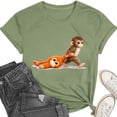 thumbnail image 5 of VEKDONE Punch Baby Monkey Graphic Shirt for Women Plush Toy Rescue Story Inspired Design Comfort Blouse Summer Cotton T-Shirt Green(Graphic 5） L, 5 of 7