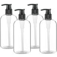 thumbnail image 1 of Qucyy Empty Plastic Pump Bottles Dispenser 4 Pack 16oz/500ml Portable Clear BPA-Free Cylinder Shampoo Lotion Hand Pump Bottle Durable Refillable Containers for Massage Oil, Liquid Soap, 1 of 5