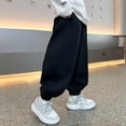thumbnail image 4 of CAICJ98 Boys Sweat Pants Wide Leg Baggy Sweat Pants Open Bottom Elastic Waist Youth Trousers Athletic Workout Joggers for Boys (Black,13-14 Years), 4 of 4