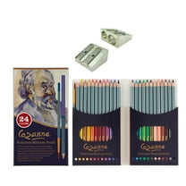 JERRY'S ARTARAMA 24 Watercolor Pencils Set with Sharpener - Soft Lead Colored Pencils for Adults, Professional Coloring Pencils for Adult Coloring Books and School Supplies