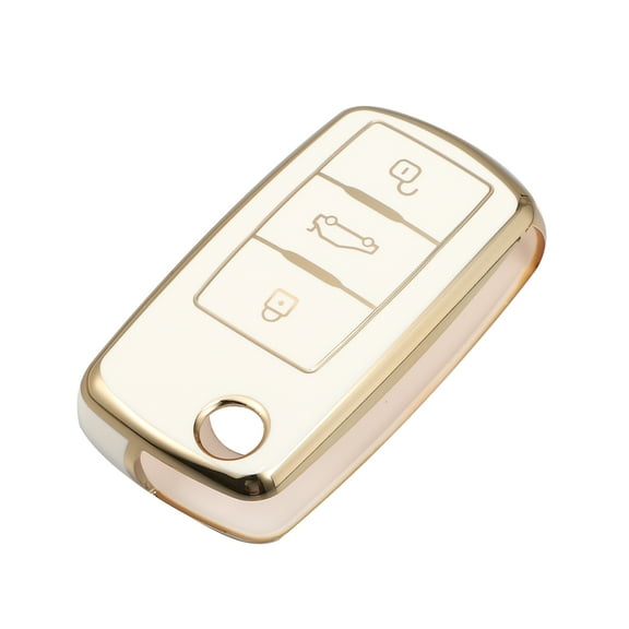 Unique Bargains Silicone Smart Key Fob Case Cover for Volkswagen Tiguan 2010-2017 Key Fob Shell Protector Keyless White